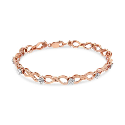 An image displaying 10K Rose Gold Plated .925 Sterling Silver 1/2 Cttw Diamond Infinity Link Tennis Bracelet (H-I Color, I2-I3 Clarity) -7” by Infinite Jewels