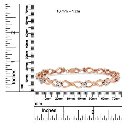 An image displaying 10K Rose Gold Plated .925 Sterling Silver 1/2 Cttw Diamond Infinity Link Tennis Bracelet (H-I Color, I2-I3 Clarity) -7” by Infinite Jewels