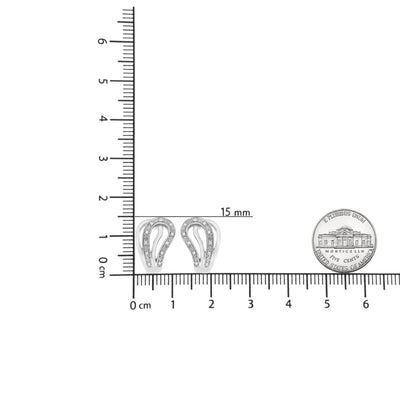 An image displaying .925 Sterling Silver Pave-Set Diamond Accent Horseshoe Hoop Earring (I-J Color, I1-I2 Clarity) by Infinite Jewels