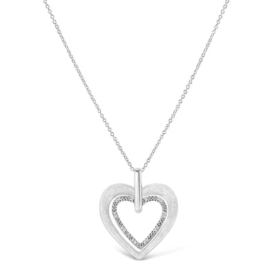 An image displaying .925 Sterling Silver Prong-Set Diamond Accent Double Heart 18" Pendant Necklace (I-J Color, I1-I2 Clarity) by Infinite Jewels