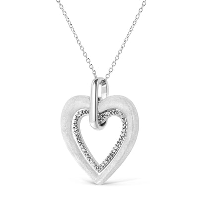 An image displaying .925 Sterling Silver Prong-Set Diamond Accent Double Heart 18" Pendant Necklace (I-J Color, I1-I2 Clarity) by Infinite Jewels