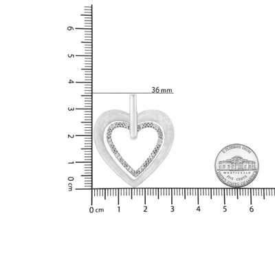 An image displaying .925 Sterling Silver Prong-Set Diamond Accent Double Heart 18" Pendant Necklace (I-J Color, I1-I2 Clarity) by Infinite Jewels