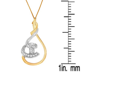 An image displaying Espira 10K Two-Tone Yellow & White 1/6 Cttw Brilliant-Cut Diamond Layered Spiral 18" Pendant Necklace (H-I Color, I2-I3 Clarity) by Infinite Jewels