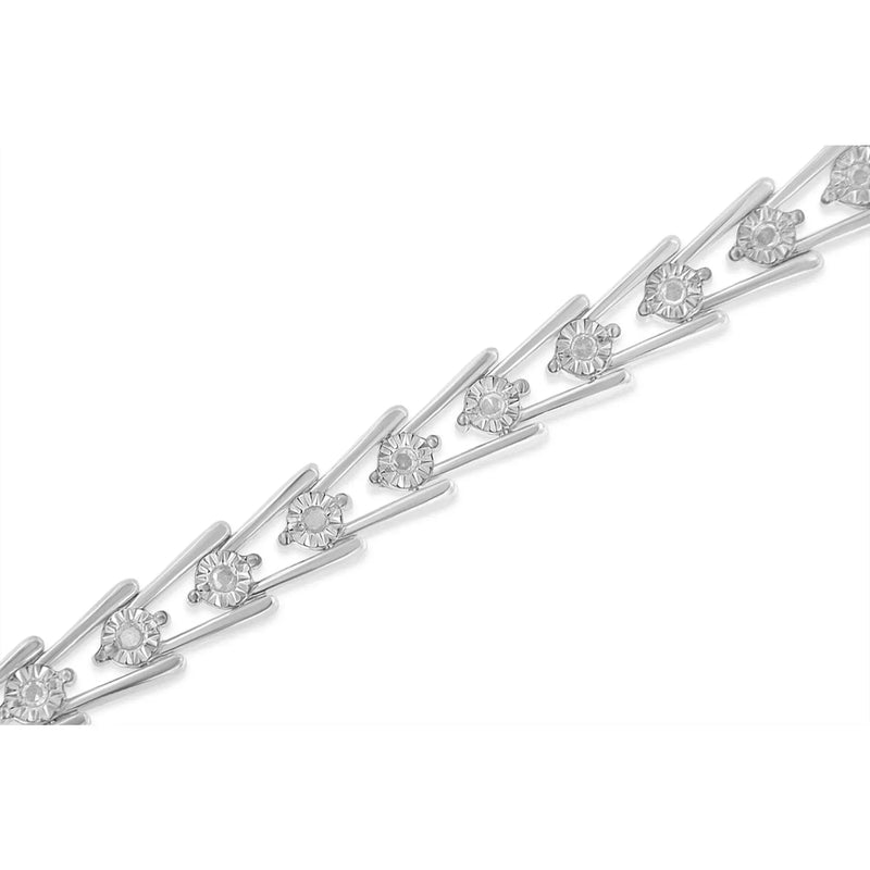 An image displaying Sterling Silver Diamond Wave-Style Link Bracelet (0.5 cttw, I-J Color, I3 Clarity) by Infinite Jewels