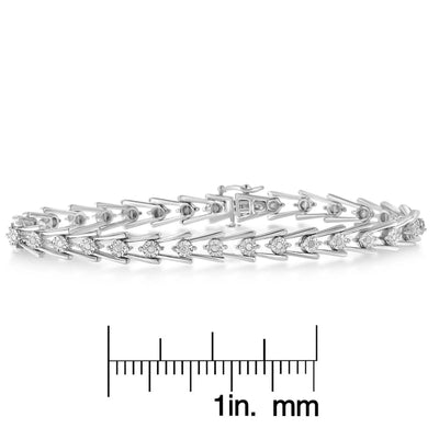 An image displaying Sterling Silver Diamond Wave-Style Link Bracelet (0.5 cttw, I-J Color, I3 Clarity) by Infinite Jewels