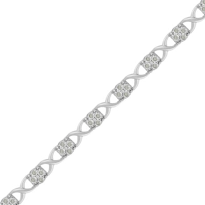 An image displaying Sterling Silver Rose-Cut Diamond Love Locks Link Bracelet (1.00cttw,I-J color,I3-Promo clarity) by Infinite Jewels