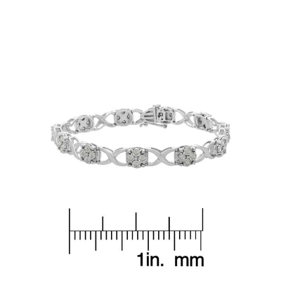 An image displaying Sterling Silver Rose-Cut Diamond Love Locks Link Bracelet (1.00cttw,I-J color,I3-Promo clarity) by Infinite Jewels