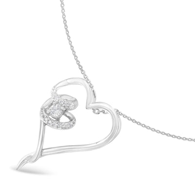An image displaying .925 Sterling Silver 1/10 cttw Diamond Heart Pendant Necklace (H-I, I1-I2) by Infinite Jewels
