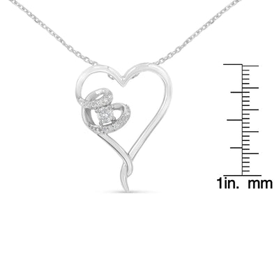An image displaying .925 Sterling Silver 1/10 cttw Diamond Heart Pendant Necklace (H-I, I1-I2) by Infinite Jewels
