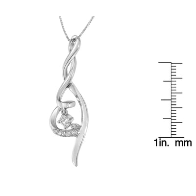An image displaying Espira 10K White Gold 1/10 cttw Diamond Swirl Pendant Necklace (I-J, I1-I2) by Infinite Jewels