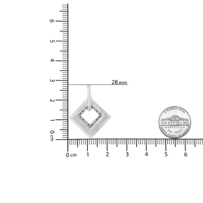 An image displaying .925 Sterling Silver Pave-Set Diamond Accent Kite Shape 18" Pendant Necklace (I-J Color, I1-I2 Clarity) by Infinite Jewels