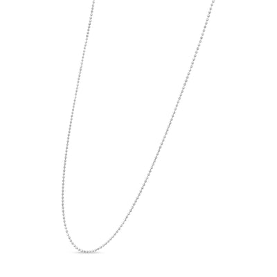 An image displaying .925 Sterling Silver 0.7mm Slim and Dainty Unisex 18" Inch Ball Bead Chain Necklace by Infinite Jewels