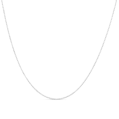 An image displaying .925 Sterling Silver 0.7mm Slim and Dainty Unisex 18" Inch Ball Bead Chain Necklace by Infinite Jewels