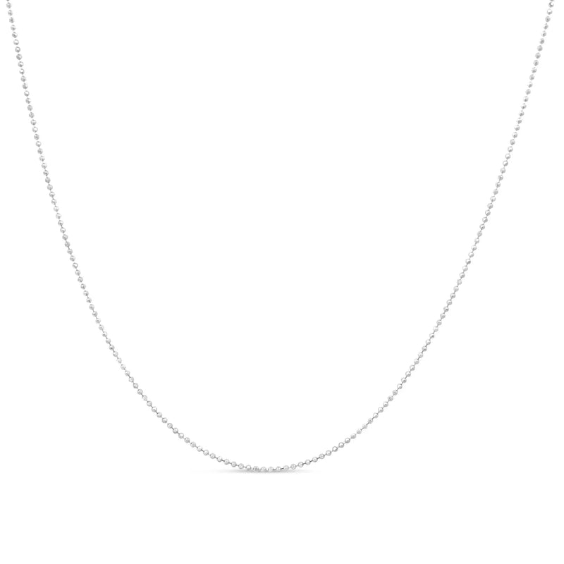 An image displaying .925 Sterling Silver 0.7mm Slim and Dainty Unisex 18" Inch Ball Bead Chain Necklace by Infinite Jewels