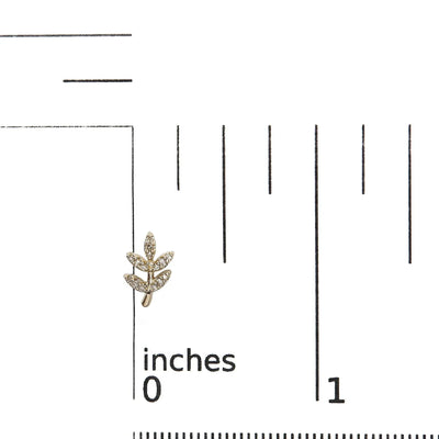 An image displaying 10K Yellow Gold 1/10 Cttw Diamond Accented Leaf and Branch Stud Earrings (H-I Color, I1-I2 Clarity) by Infinite Jewels