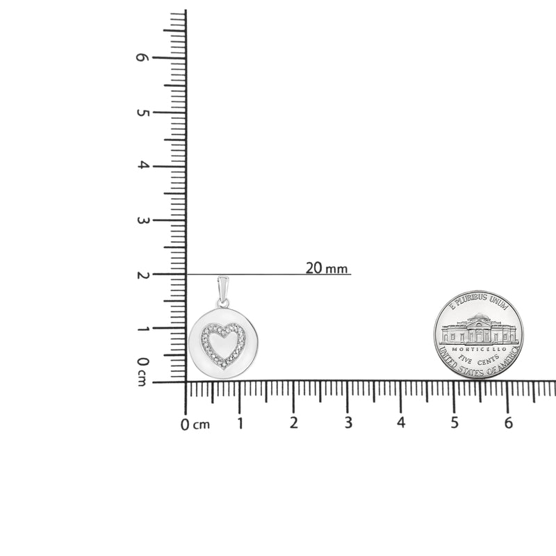 An image displaying .925 Sterling Silver Prong-Set Diamond Accent Heart Emblemed 18" Pendant Necklace (I-J Color, I1-I2 Clarity) by Infinite Jewels