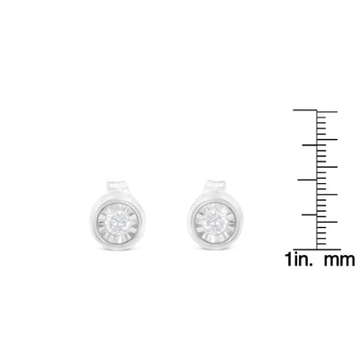 An image displaying .925 Sterling Silver 1/5 Cttw Round Brilliant-Cut Near Colorless Diamond Miracle-Set Bezel Barrel Style Stud Earrings (I-J Color, I2-I3 Clarity) by Infinite Jewels