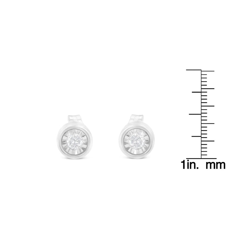 An image displaying .925 Sterling Silver 1/5 Cttw Round Brilliant-Cut Near Colorless Diamond Miracle-Set Bezel Barrel Style Stud Earrings (I-J Color, I2-I3 Clarity) by Infinite Jewels