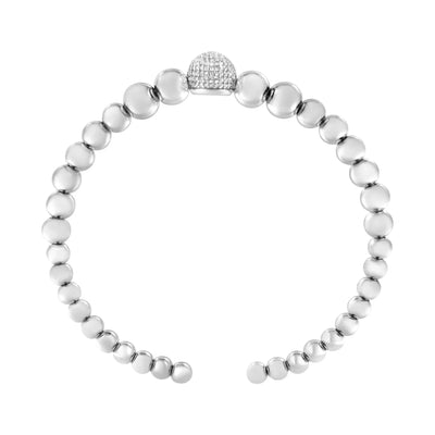 An image displaying .925 Sterling Silver 1/6 Cttw Diamond Rondelle Graduated Ball Bead Cuff Bangle Bracelet (I-J color, I2-I3 clarity) - Fits wrists up to 7 1/2 inches by Infinite Jewels