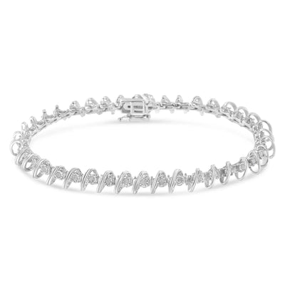 An image displaying .925 Sterling Silver 1/2 Cttw Diamond Miracle-Set 7" Tennis Bracelet (I-J Color, I3 Clarity) by Infinite Jewels
