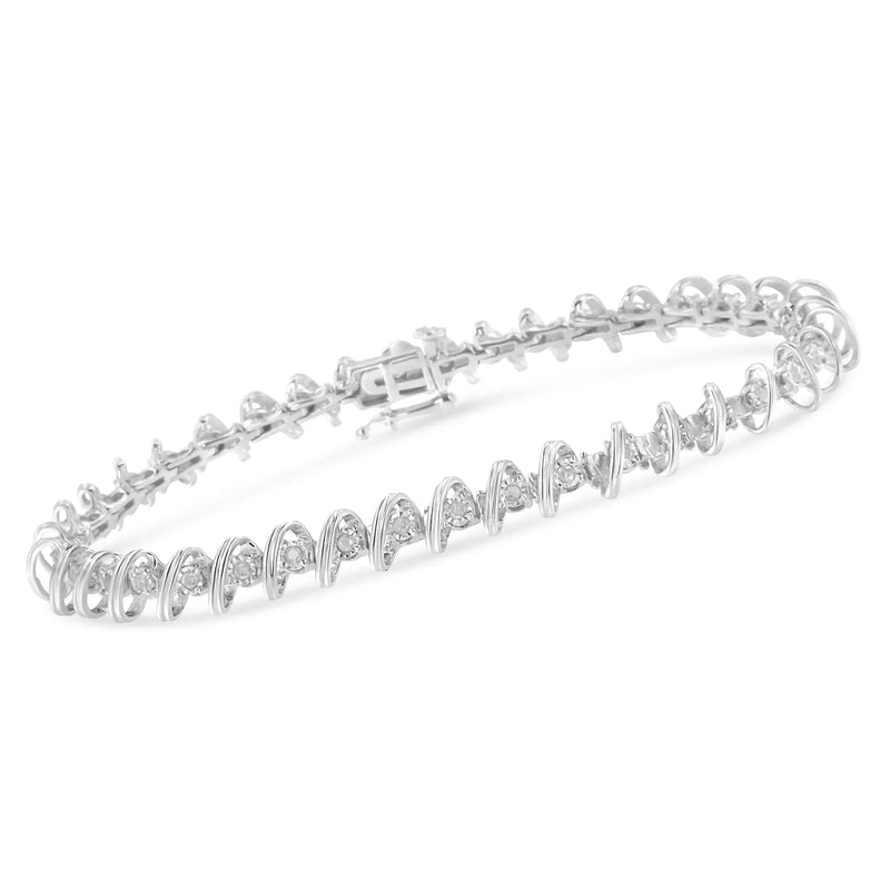 An image displaying .925 Sterling Silver 1/2 Cttw Diamond Miracle-Set 7" Tennis Bracelet (I-J Color, I3 Clarity) by Infinite Jewels