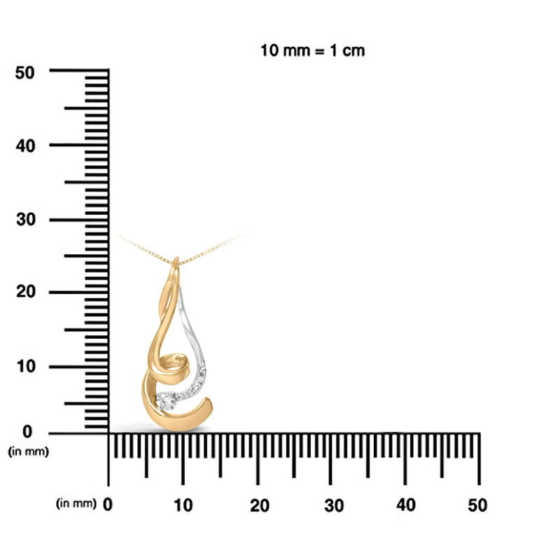 An image displaying Espira 10K Two-Tone Gold 1/10 cttw Round Cut Diamond Swirl Pendant Necklace (I-J, I2-I3) by Infinite Jewels