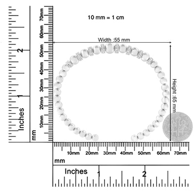 An image displaying .925 Sterling Silver 1/4 Cttw Diamond Rondelle Graduated Ball Bead Cuff Bangle Bracelet (I-J color, I2-I3 clarity) - Fits wrists up to 7 1/2 inches by Infinite Jewels