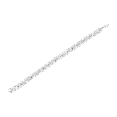 An image displaying .925 Sterling Silver 1/4 cttw Round-Cut Diamond Double Row Wrapped S-Link Bracelet (I-J Color, I2-I3 Clarity) - Size 7.25" by Infinite Jewels