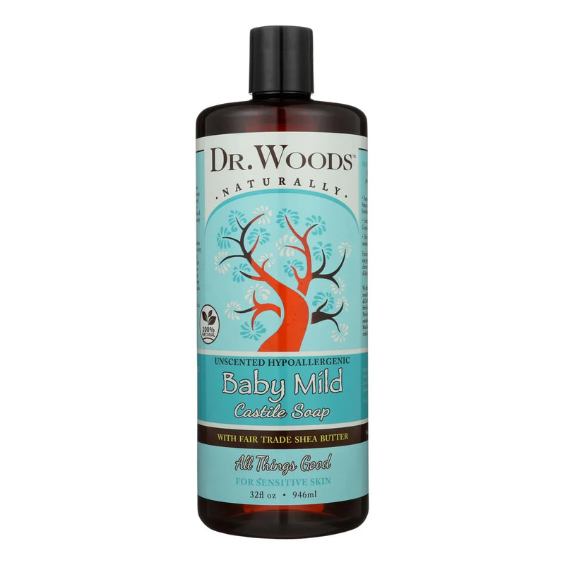 An image displaying Dr. Woods Shea Vision Pure Castile Soap Baby Mild With Organic Shea Butter - 32 Fl Ounce by Dr. Woods