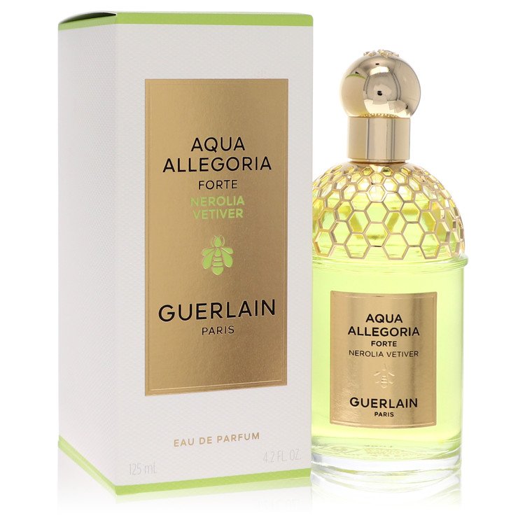 An image displaying Aqua Allegoria Forte Nerolia Vetiver by Guerlain Eau De Parfum Spray (Unisex) 4.2 oz for Men by Guerlain
