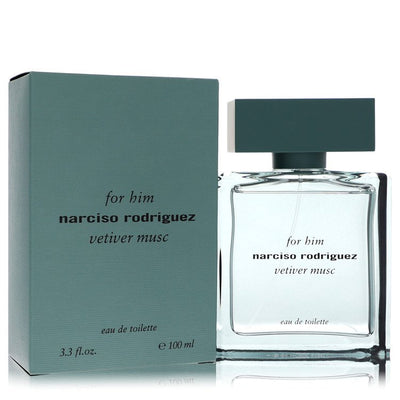 An image displaying Narciso Rodriguez Vetiver Musc by Narciso Rodriguez Eau De Toilette Spray 3.3 oz for Men by Narciso Rodriguez