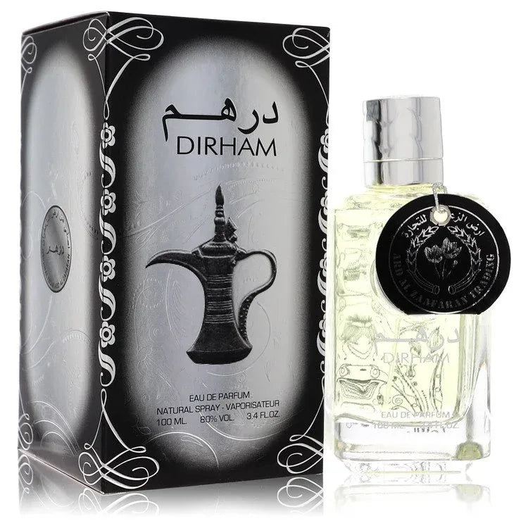 An image displaying Ard Al Zaafaran Dirham by Al Zaafaran Eau De Parfum Spray 3.4 oz for Men by Al Zaafaran