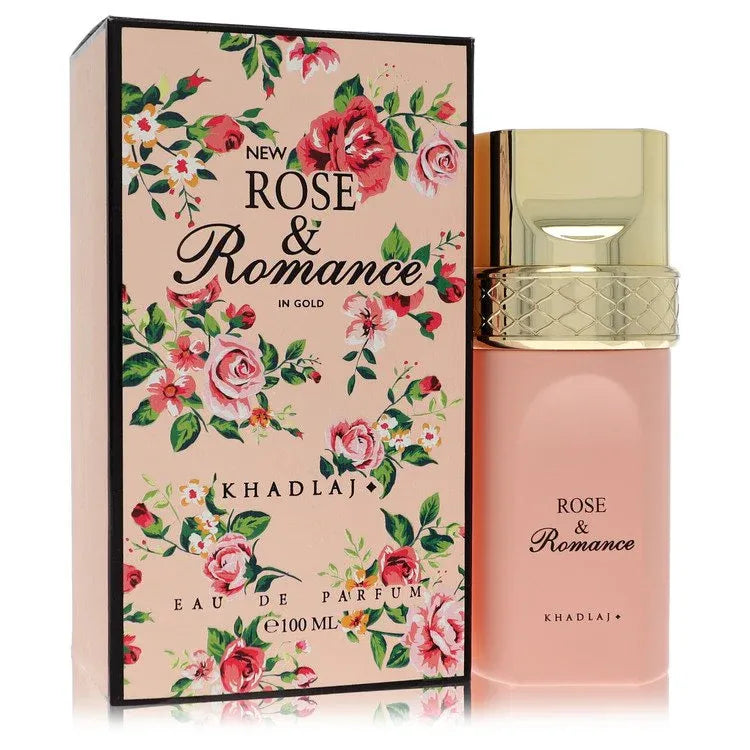 An image displaying Khadlaj Rose & Romance In Gold by Khadlaj Eau De Parfum Spray 3.4 oz for Women by Khadlaj