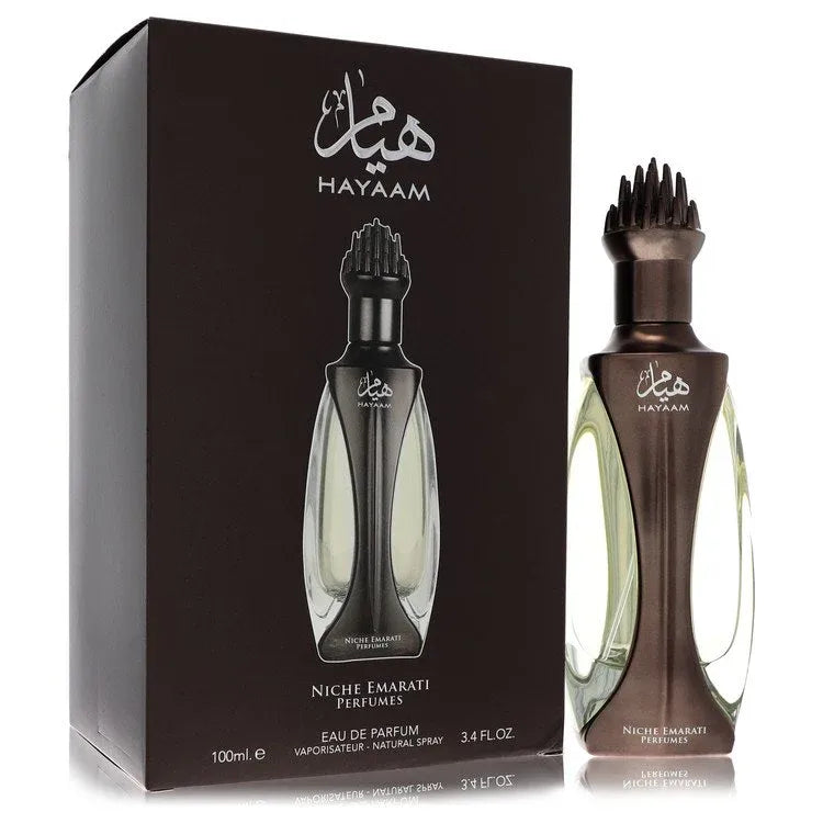 An image displaying Niche Emarati Hayaam by Lattafa Eau De Parfum Spray 3.4 oz for Men by Lattafa