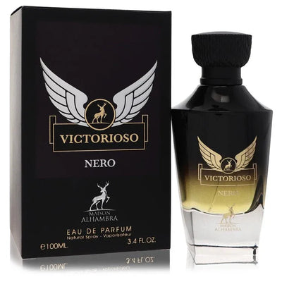 An image displaying Maison Alhambra Victorioso Nero by Maison Alhambra Eau De Parfum Spray 3.4 oz for Men by Maison Alhambra