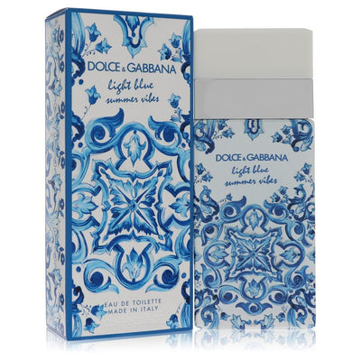 An image displaying Light Blue Summer Vibes by Dolce & Gabbana Eau De Toilette Spray 3.4 oz for Women by Dolce & Gabbana