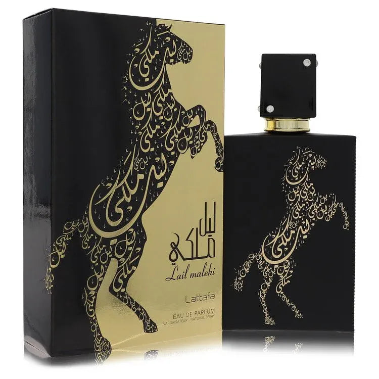 An image displaying Lattafa Lail Maleki by Lattafa Eau De Parfum Spray 3.4 oz for Men by Lattafa