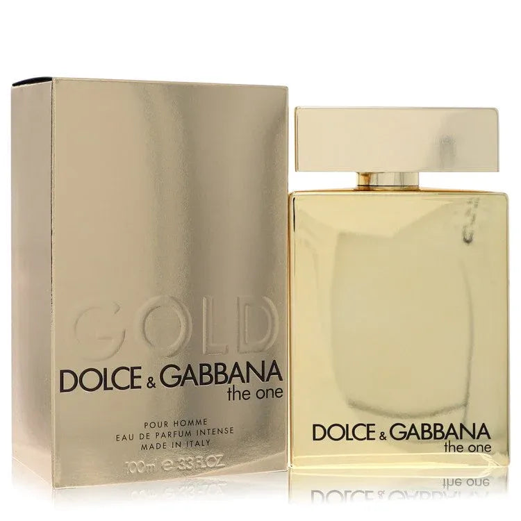 An image displaying The One Gold by Dolce & Gabbana Eau De Parfum Intense Spray 3.4 oz for Men by Dolce & Gabbana