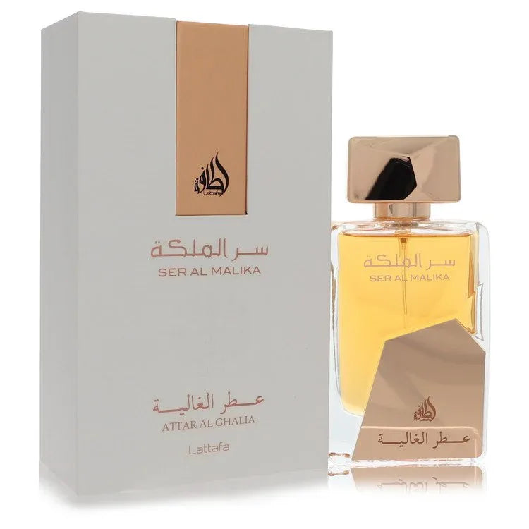 An image displaying Lattafa Ser Al Malika by Lattafa Eau De Parfum Spray 3.4 oz for Women by Lattafa