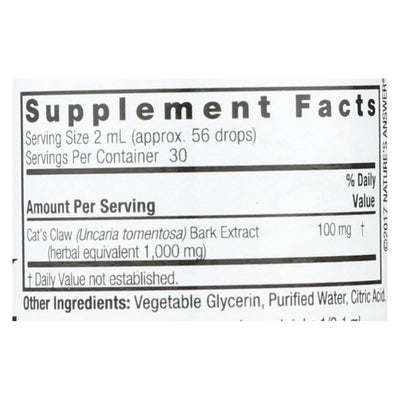An image displaying Nature's Answer - Cat's Claw Inner Bark Alcohol Free - 2 Ounce by Nature's Answer