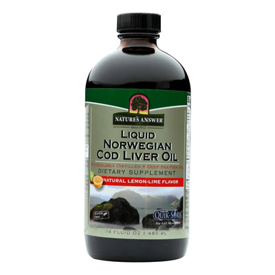 An image displaying Nature's Answer - Liquid Norwegian Cod Liver Oil - 16 Fl Ounce by Nature's Answer