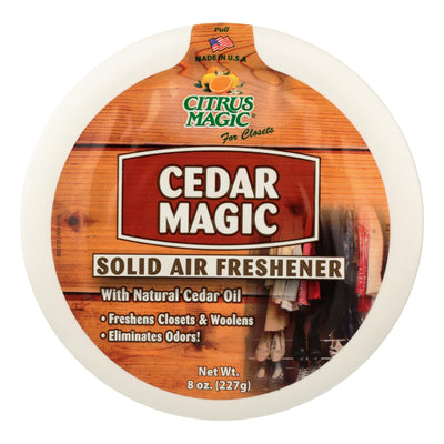 An image displaying Citrus Magic Cedar Magic Solid Air Freshener - Case Of 6 - 8 Oz by Citrus Magic