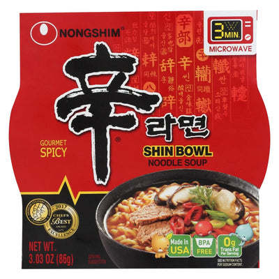 An image displaying Nong Shim Noodle Soup Bowl - Shin - Case Of 12 - 3.03 Ounce. by Nong Shim