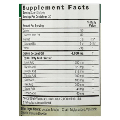 An image displaying Nature's Answer - Extra Virgin Coconut Oil - 120 Softgels by Nature's Answer