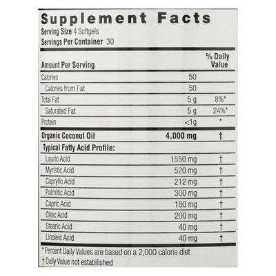 An image displaying Nature's Answer - Extra Virgin Coconut Oil - 120 Softgels by Nature's Answer