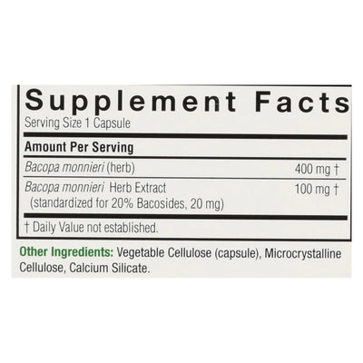 An image displaying Nature's Answer - Bacopa - 500 Mg - 90 Veggie Caps by Nature's Answer