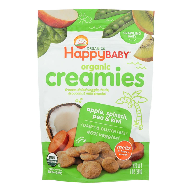 Happy Creamies Organic Snacks - Apple Spinach Pea Kiwi - Case Of 8 - 1 Ounce