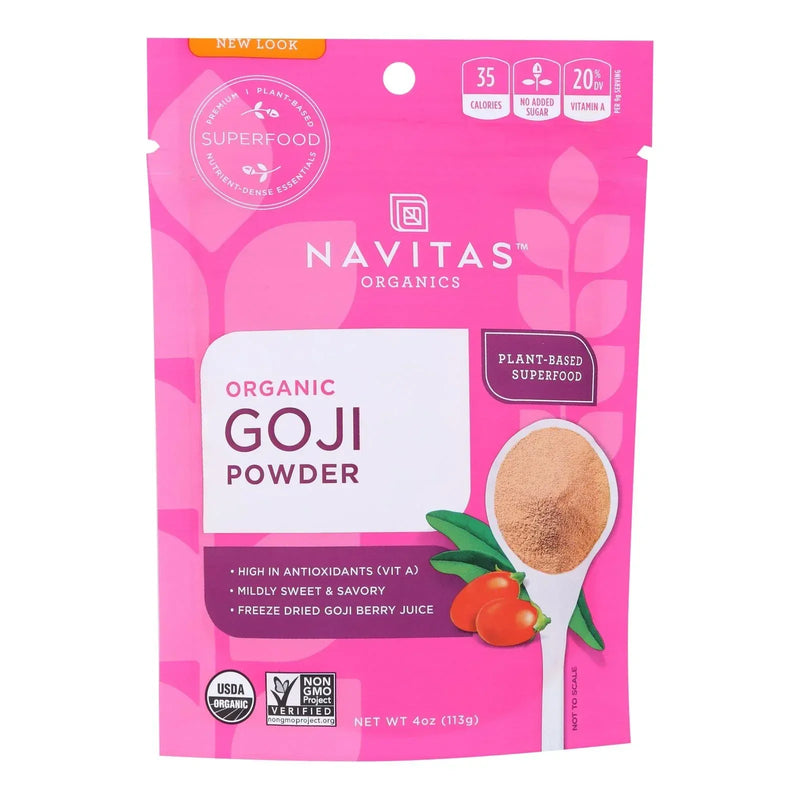 An image displaying Navitas Naturals Goji Berry Powder - Organic - Freeze-dried - 4 Ounce - Case Of 12 by Navitas Naturals