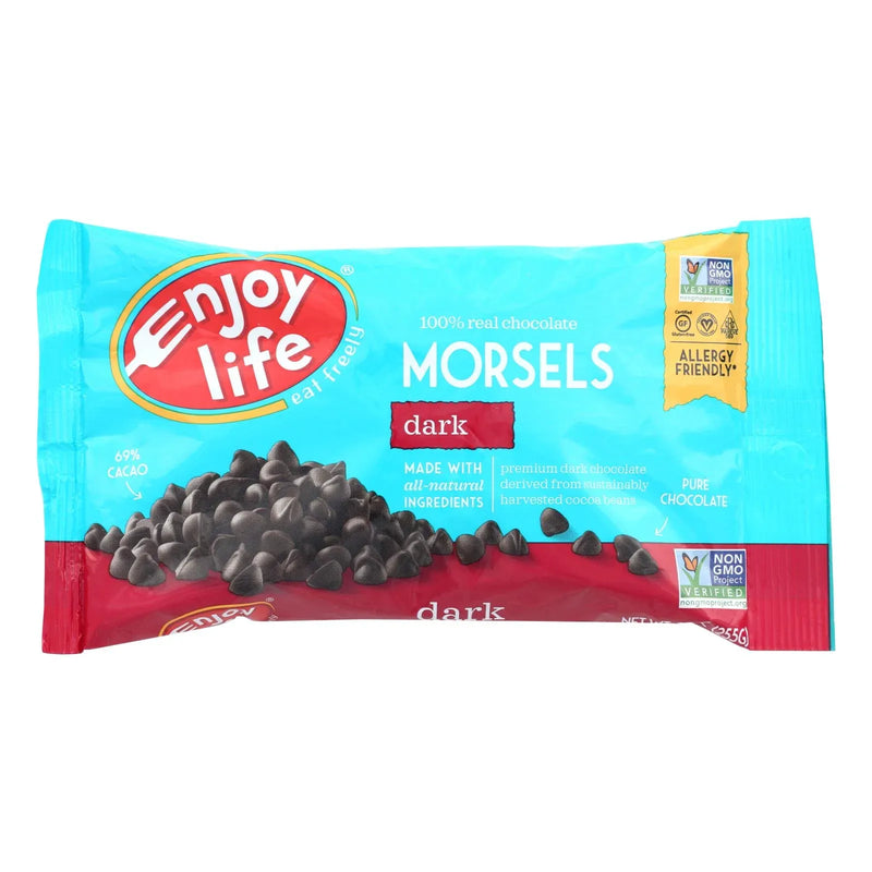 An image displaying Enjoy Life - Baking Chocolate - Morsels - Dark Chocolate - 9 Ounce - Case Of 12 by Enjoy Life