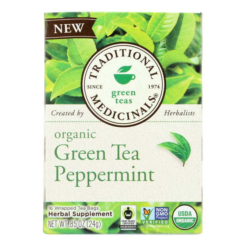 Traditional Medicinals Tea - Organic - Green Tea - Ppprmnt - 16 Count - 1 Case
